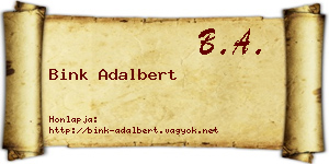 Bink Adalbert névjegykártya